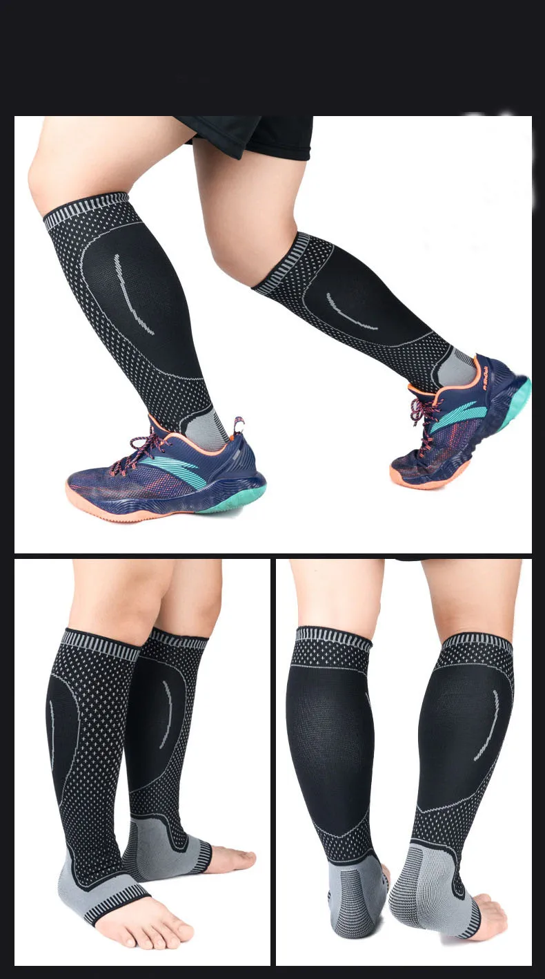 Трикотажные противоскользящие Спортивные Компрессионные носки для ног, баскетбола, футбола, голени для бега, велосипедные носки, гетры