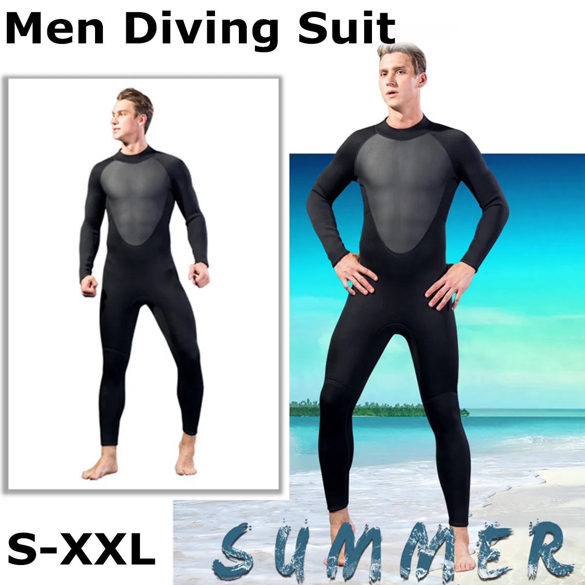 

Full Body Super Elasticity Diving Suit 3MM Men WetSuit S/M/L/XL/XXL For Swim Surf Snorkeling Elastic Adjustable OK Cloth Warm