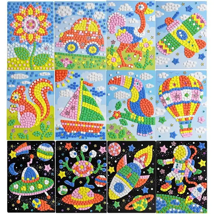 

1pcs 12 Styles Can Be Choose Lot 3D Mosaics Puzzle Creative Sticker Game Animals Transport Arts Craft for Kids Educational Toy