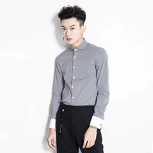 Новая осенне-зимняя мужская Рубашка классическая деловая повседневная с длинными рукавами Высококачественная торжественная рубашка большие размеры сценические костюмы