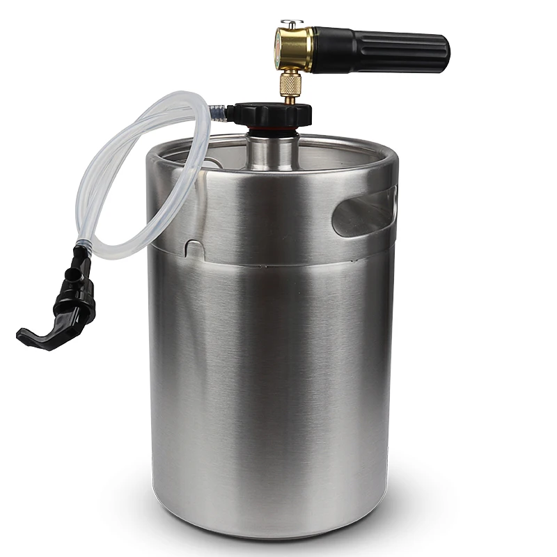 Stainless Steel 5L Mini Beer Keg Growler with Pocket CO2 Keg Charger and mini keg coupler Home