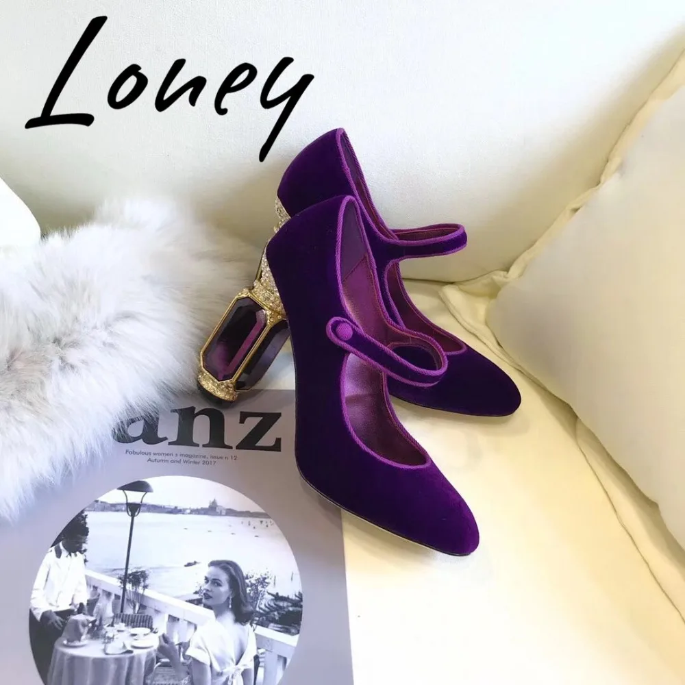 Nouveau Velours Boucle Chaussures Cuir Pic Hauts Talons As Janes Rond Pompes as En Véritable Sangle Bijou Cristal Pic Femmes Bout Loney Mary BfxwAqd5q