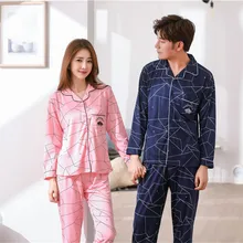 Кардиган, вязанные хлопковые Пижамные комплекты для пар, Женская Осенняя пижама с длинным рукавом, Повседневная зимняя Пижама для мужчин размера плюс M-3XL