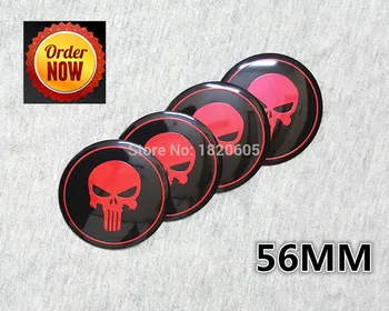 

4pcs 56mm Red Wheel Center Hub Caps Punisher Skull Logo Badge Metal Emblem Decal Sticker For Fabia Yeti Octavia For Auto Car