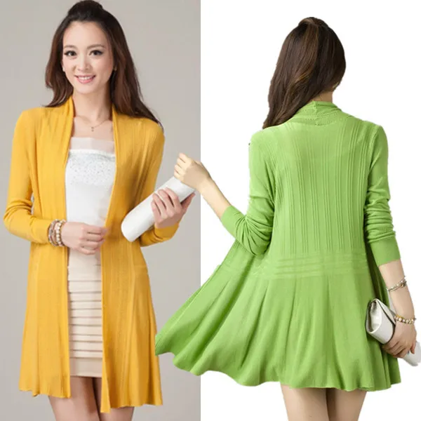 Summer Style 2015 New Ladies Long Knit Cardigan Women Thin
