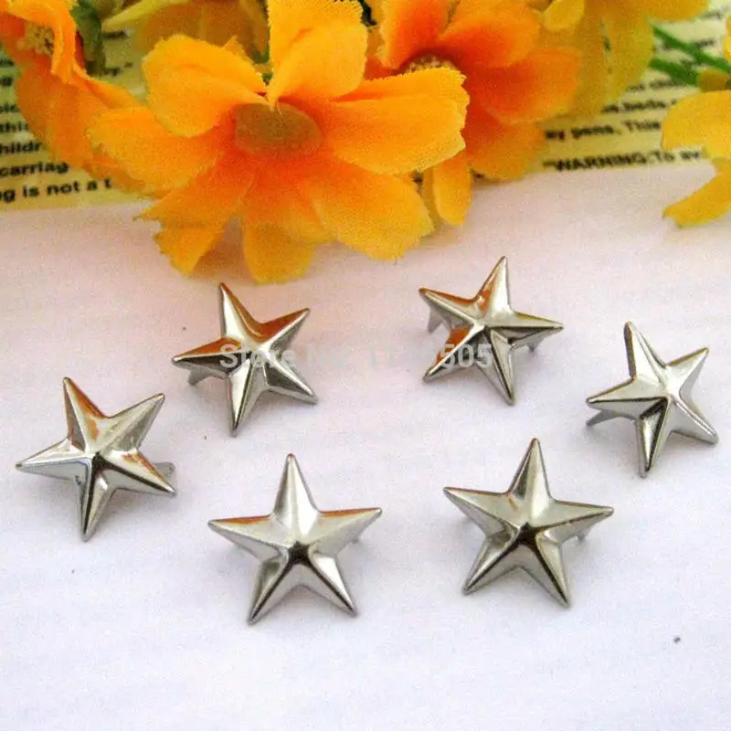 

50pcs 15mm metal Silver Plated Star Rivet Spike Stud Punk DIY Dropshipping Punk Rivet for Clothes Decorative