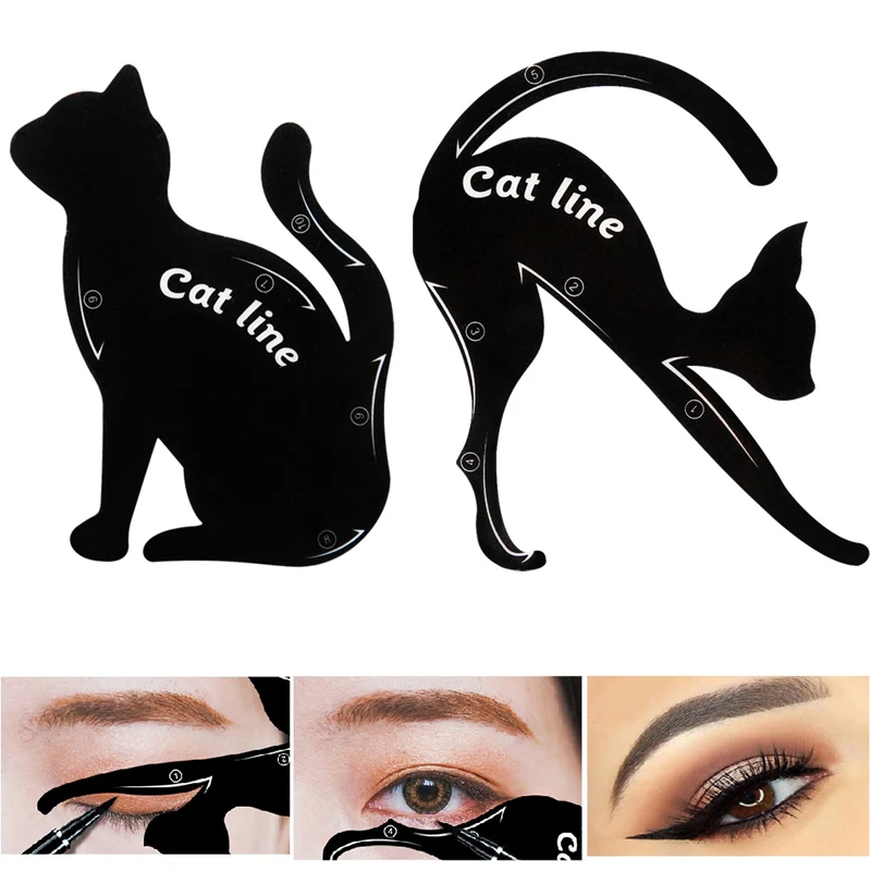 2 Pc/Set Cat Eye Fish Tail Double Wing Eyeliner Stencil Eyeliner