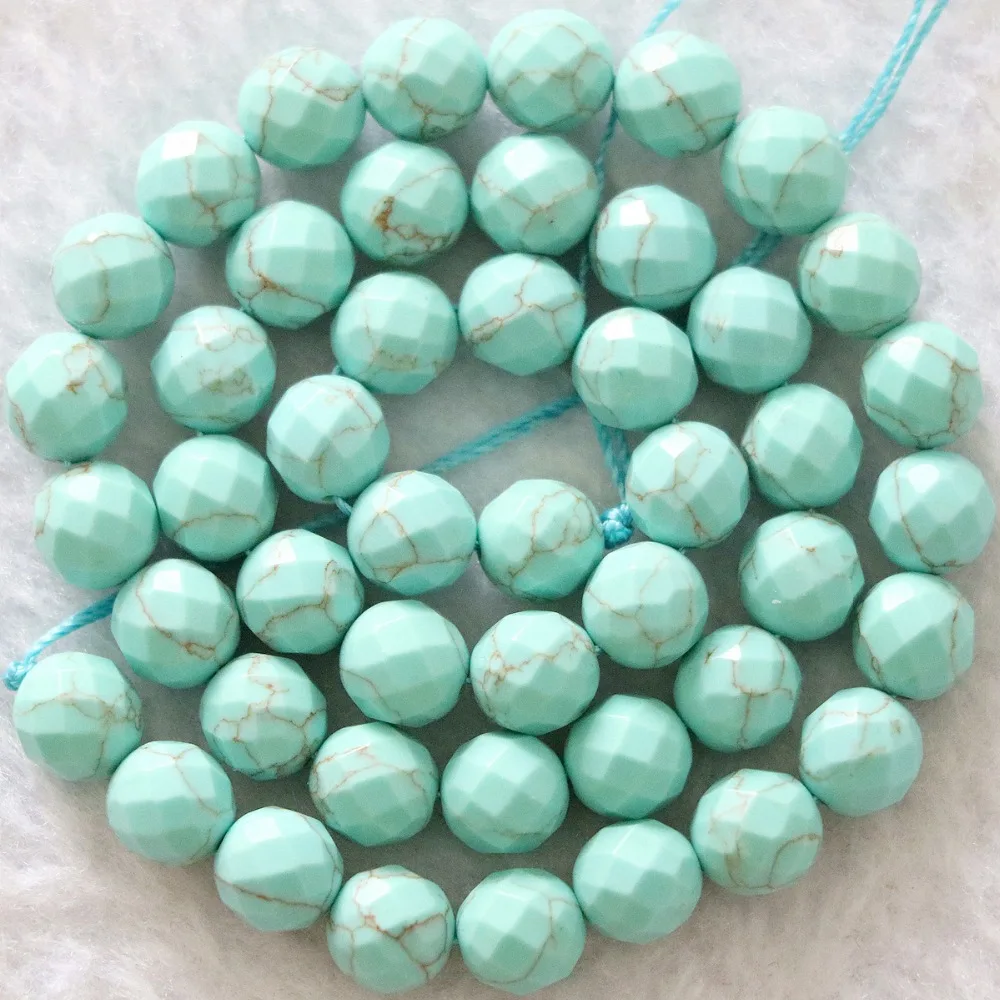

Newly Taiwan veins calaite turquoises stone 8mm hot faceted round beautiful jewelry making loose beads 15" B1087