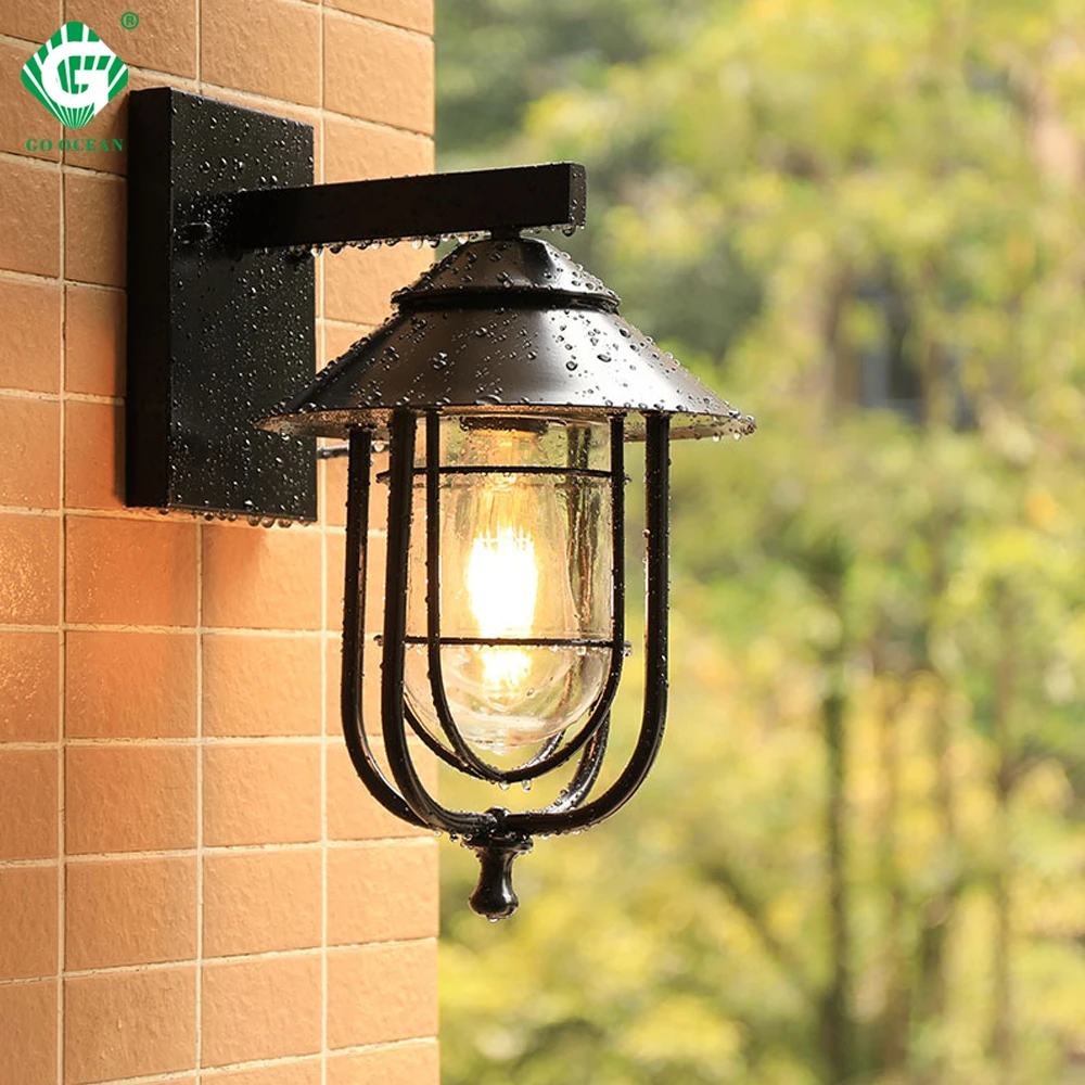 Vintage Outdoor Wall Light LED Waterproof Industrial Decor Outside Lamp Black Sconce Lighting ...