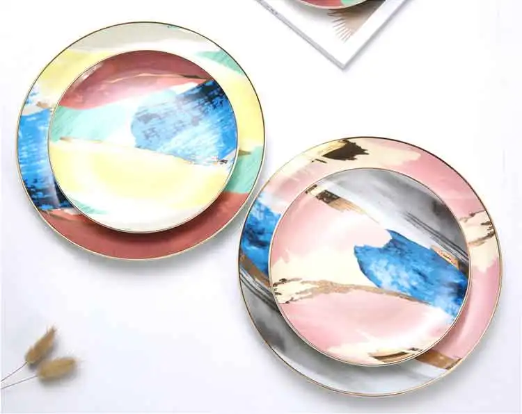 Nordic Light Роскошные Стиль костяного фарфора столовый сервиз фарфор десерт Стейк Салат блюдо для закусок креативные кружки из фарфора Кофе чашка набор