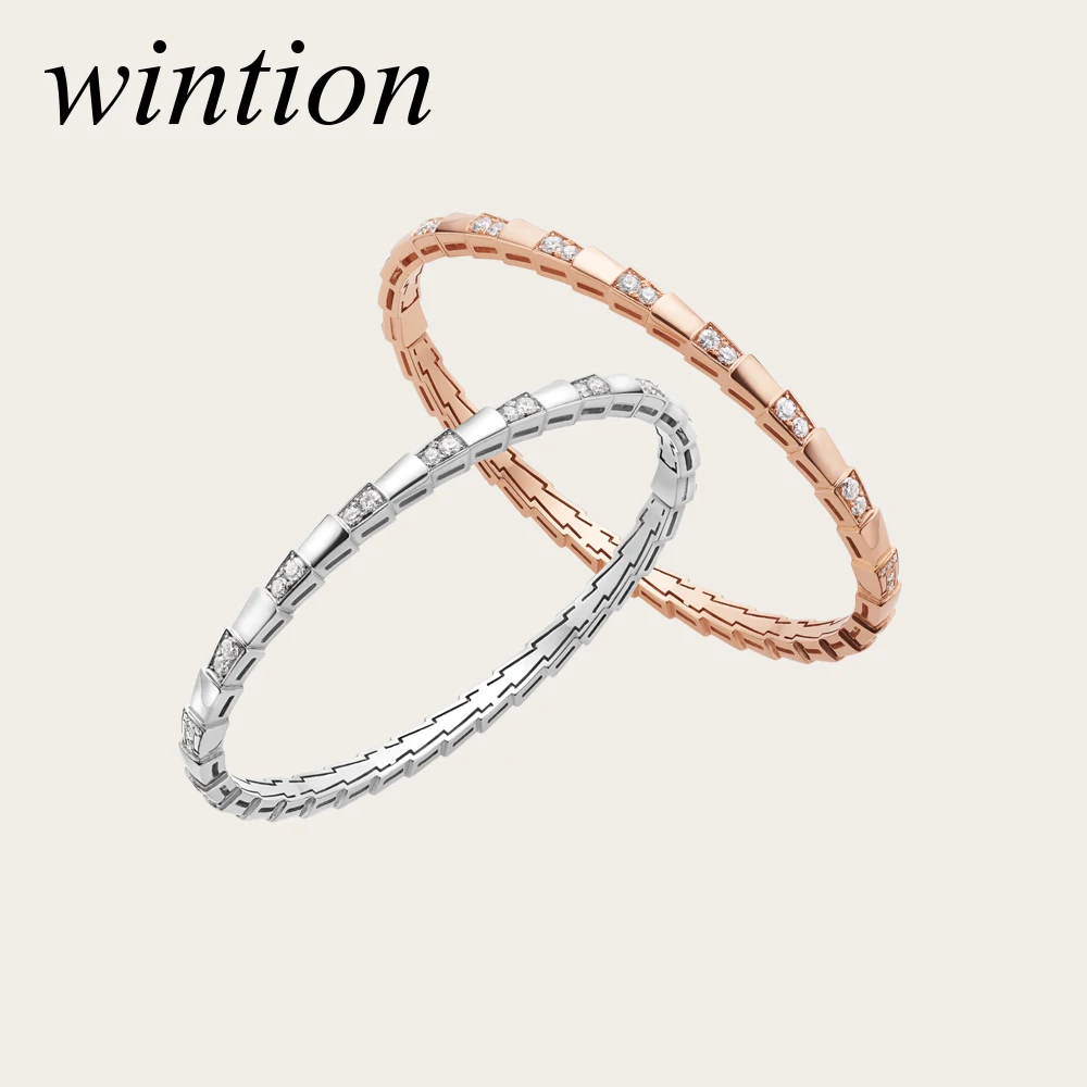 

Wintion BGL Zircon Bangles 1:1 Original 100% 925 Sterling Silver Women rose gold Jewelry High-end Quality Gift Have logo