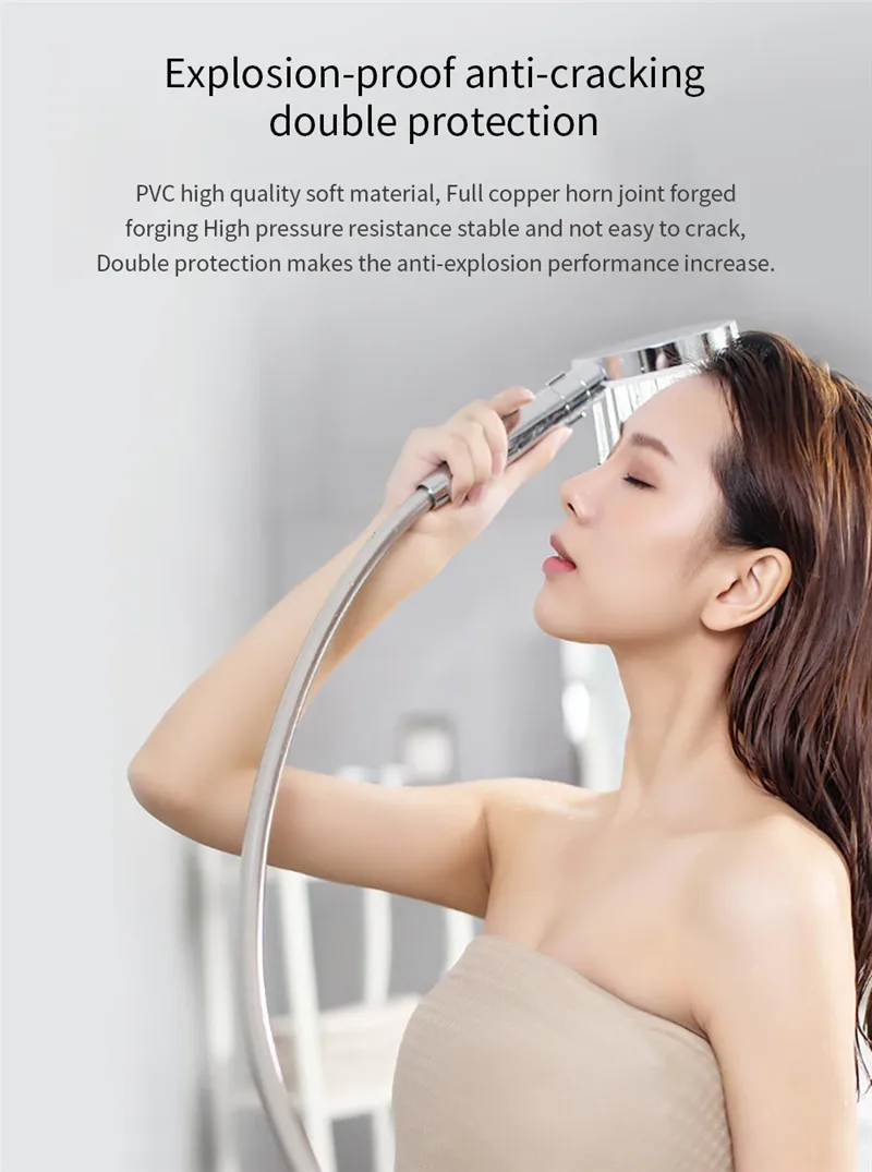 Xiaomi Mijia Diiib 3 Modes Handheld Shower Head Set 360 Degree 120mm 53 Water Hole with PVC Matel Powerful Massage Shower (14)
