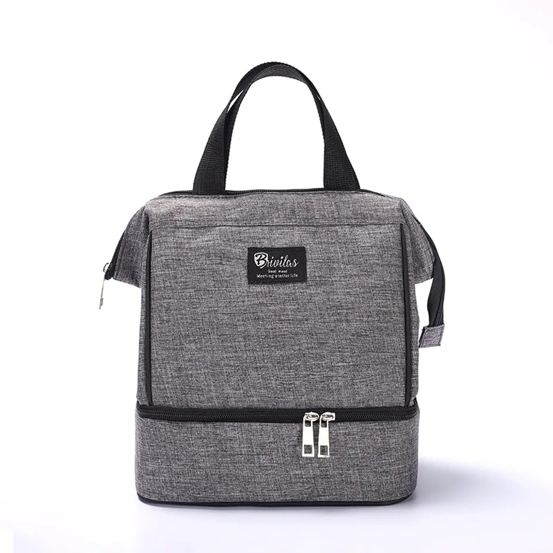 Двухслойная катионная портативная изоляционная посылка, многофункциональная Большая вместительная Студенческая сумка для обеда, толстая алюминиевая фольга, сумка для льда - Цвет: gray