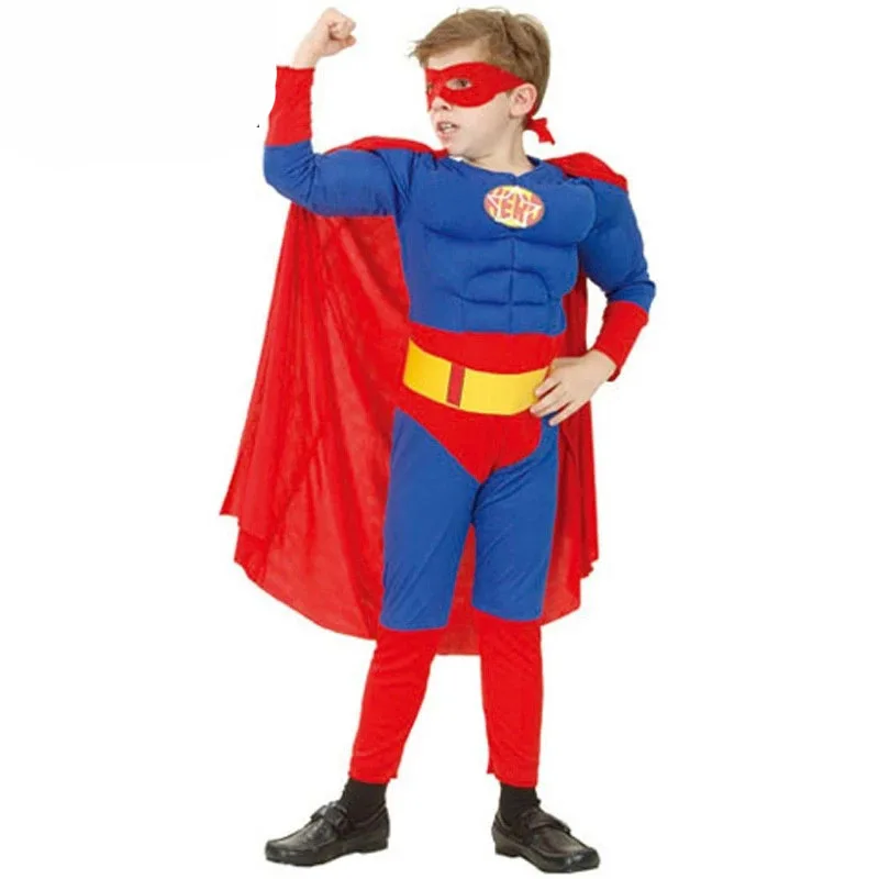 Kid children muscle superman costume clothes halloween cosplay party ...