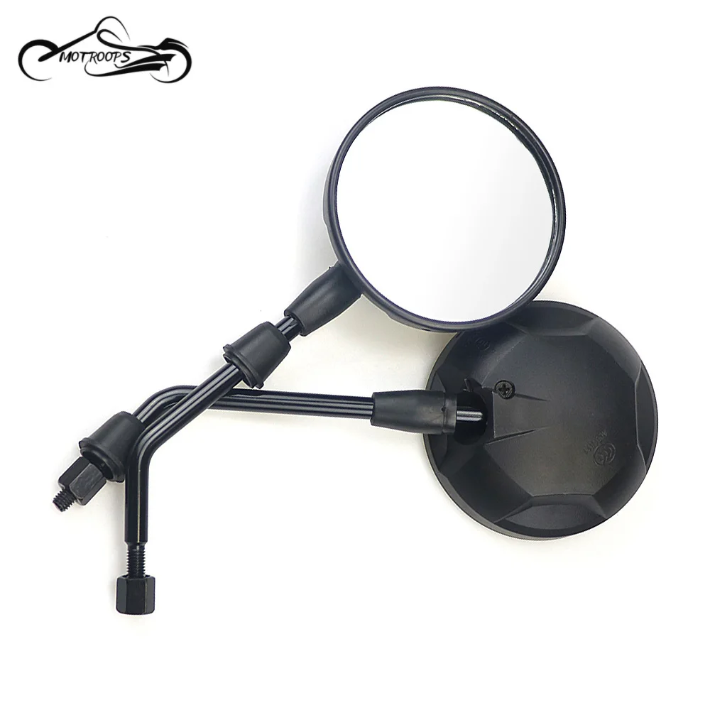 Black Motorcycle Convex Rear View Side Mirrors 8MM Aluminum Clear White