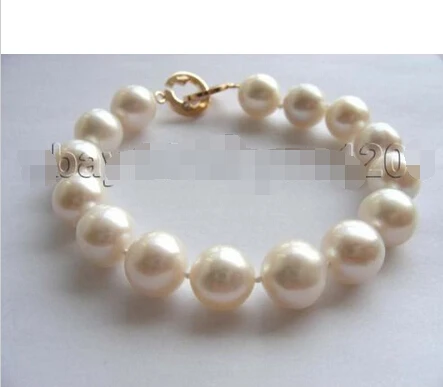 

8" Natural 11-12MM 12mm Perfect Round White Pearl Bracelet 14KGP! 5.25