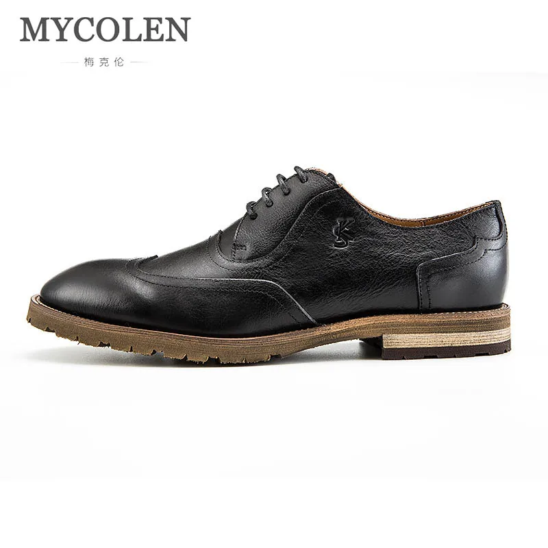 

MYCOLEN New Arrivals Black Men Business Dress Shoes Fashion Brand Round Toe Men Wedding Shoes Leather Formal Shoes Casual Flats