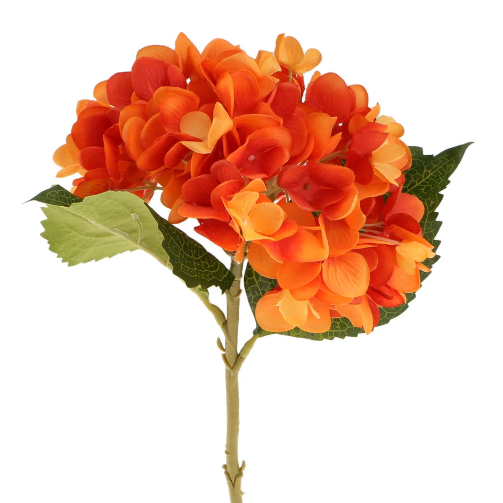 Artificial Hydrangea Rose Silk Peony Flower Room Garden Wedding Decor Orange