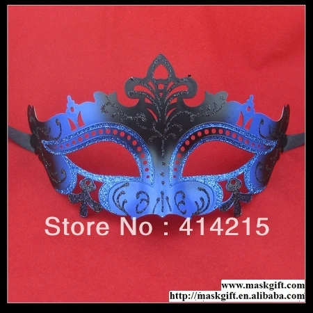 Маленькая Изысканная Королевская Синяя и черная маскарадная пластиковая маска D002-BLBK