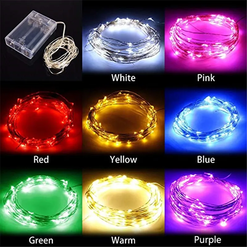 LED Copper String light 1M 2M 3M 4M 5M 3AA Battery Powered Operated Christmas Wedding Party Decoration Colorful Holiday Lights13