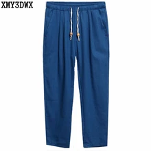 Летняя мода повседневное Лен шорты в стиле хип-хоп для мужчин пляжные девять минут мотобрюки свободные Харлан street Платье для танцев