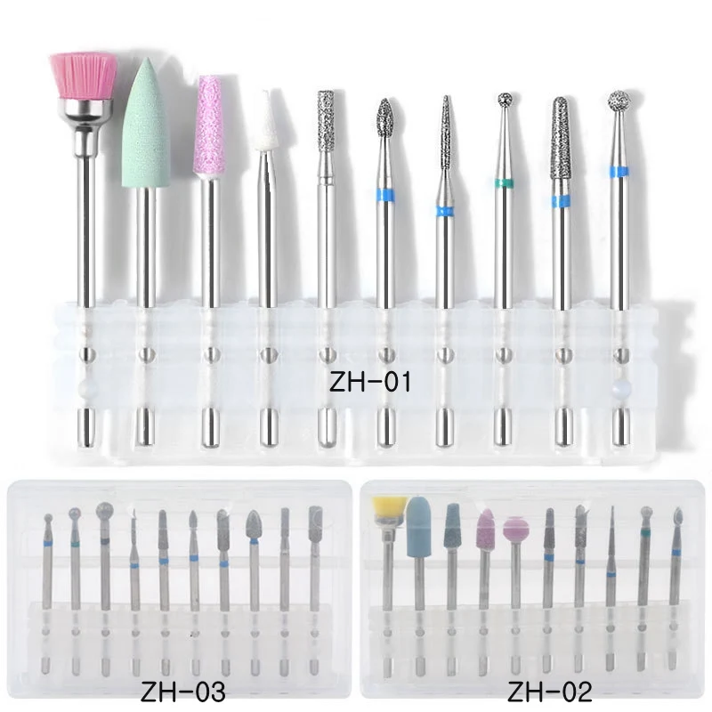 

10 Types/Set Quartz Tungsten Steel Nail Drill Bit Manicure Machine Rotary Electric Nail Files Cutter Pedicure Cleaning Tools ZH#