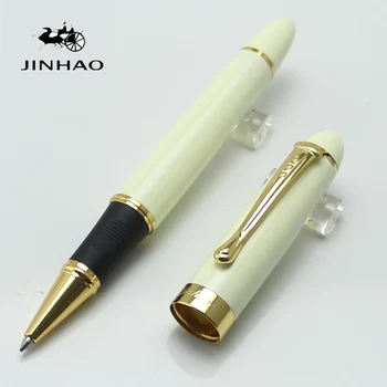 

Jinhao X450 Ivory White Metal And Gold Rollerball Pen Kawaii Fashion school&office supplies pen for writing gift pens