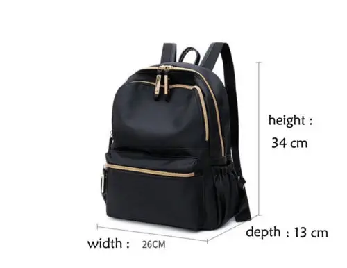 Большой емкости сумки модные женские черные маленькие рюкзаки путешествия Оксфорд тканевая сумка через плечо женский черный рюкзак на молнии