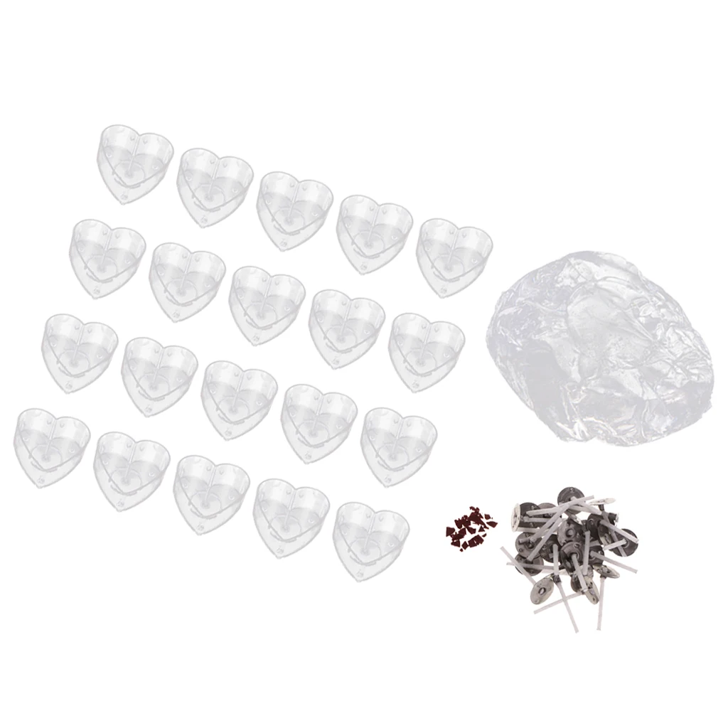 1 Set Candles Making Supplies -Heart Shape Box/Case, Cotton Wicks With Base, Clear Jelly Wax, Pigments-Diy Romantic Candle Kit