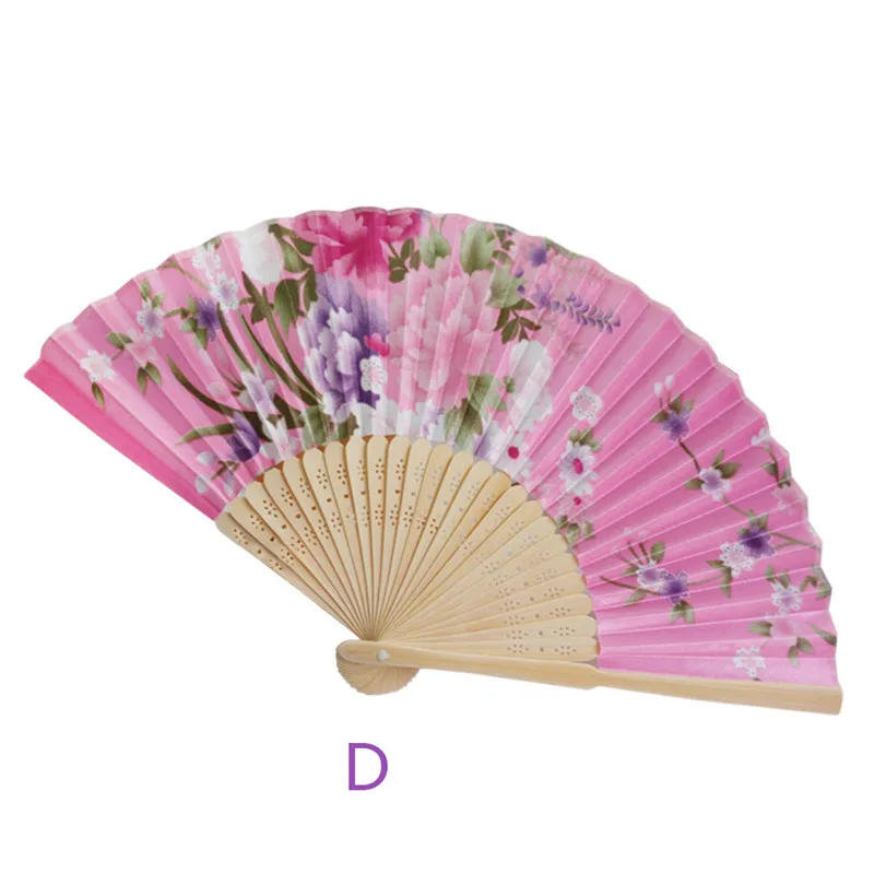 Винтажный бамбуковый складной ручной вентилятор с цветами для китайского танцевального вечеринки, карманные подарки, вечерние веер для свадьбы, летний Веер 2
