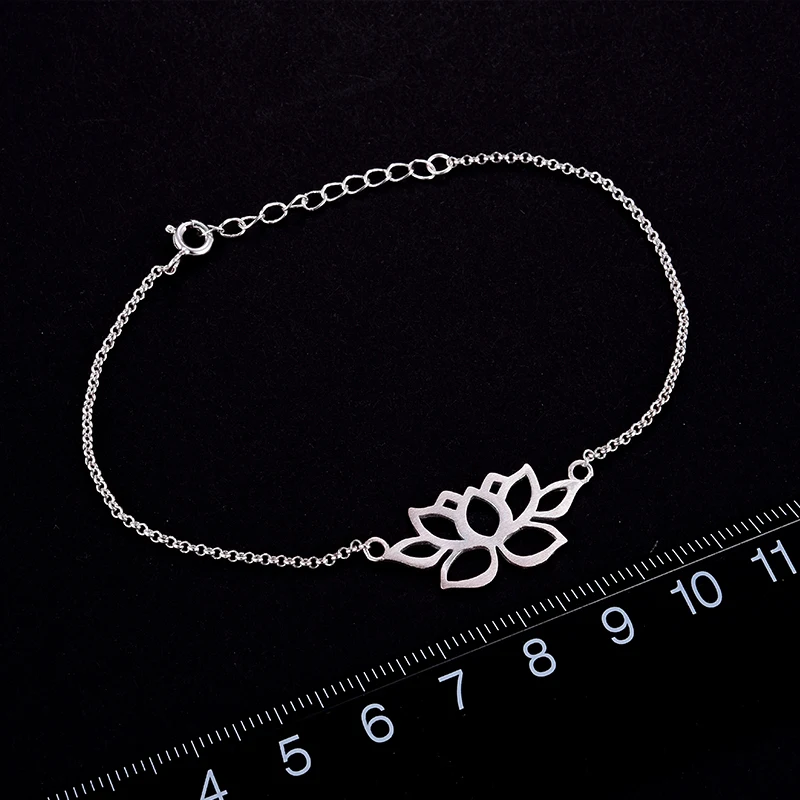 Lotus Fun Genuine 925 Sterling Silver Hollow Out Flower Charms Bracelet Silver 925 Jewelry Valentine's Day Present Dropshipping