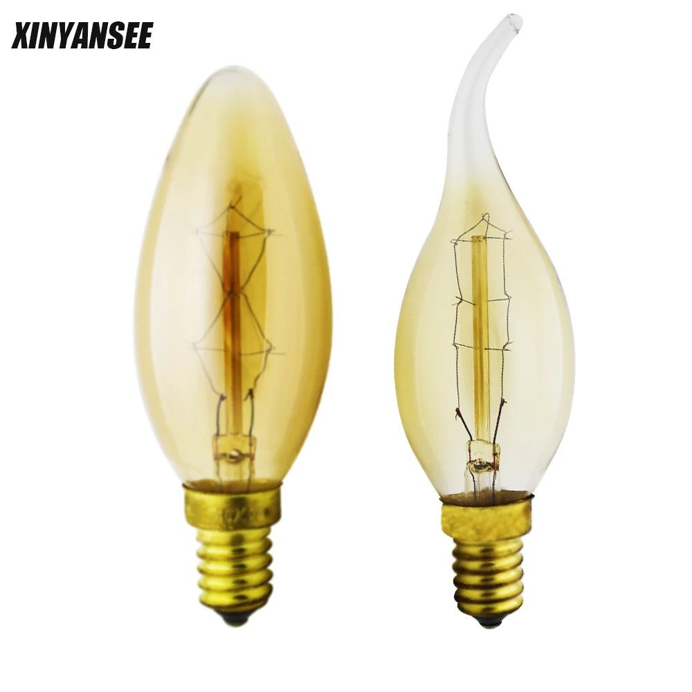 XINYANSEE Dimmable retro tungsten light bulb Edison bulb C35 E14 40W