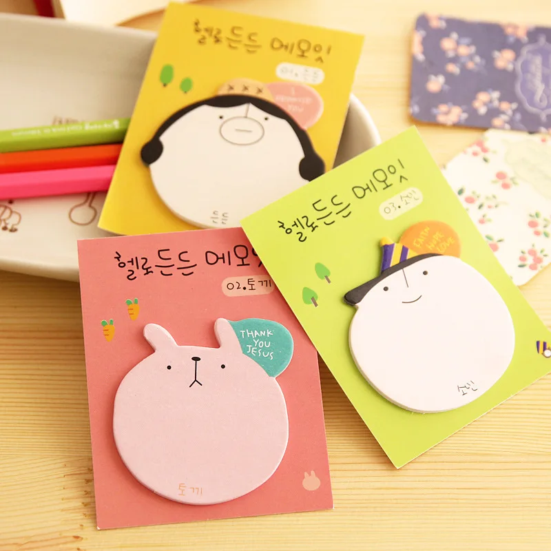 20pcs/lot Cartoon Animal Rabbit Head Portrait Memo Pad Notepad Cute