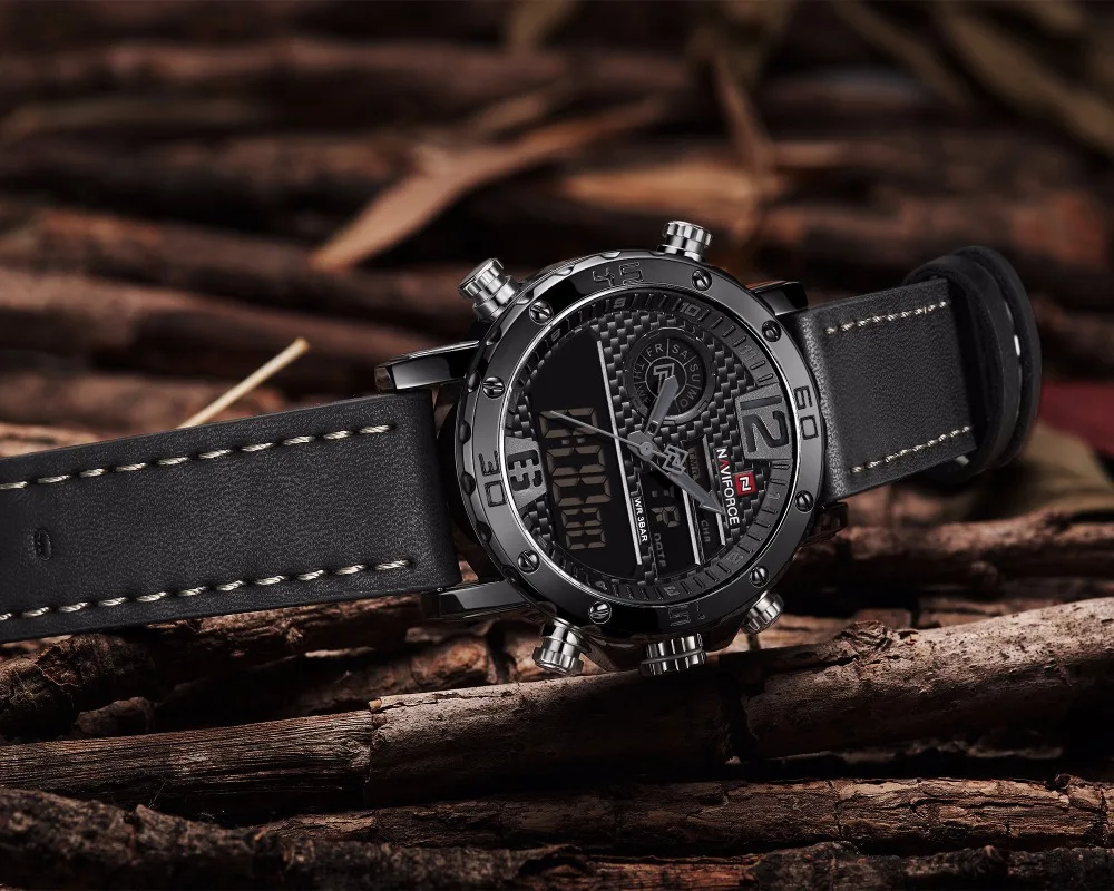 Новые мужские часы лучший бренд класса люкс NAVIFORCE повседневные водонепроницаемые кварцевые часы кожаные военные наручные часы relogio masculino часы