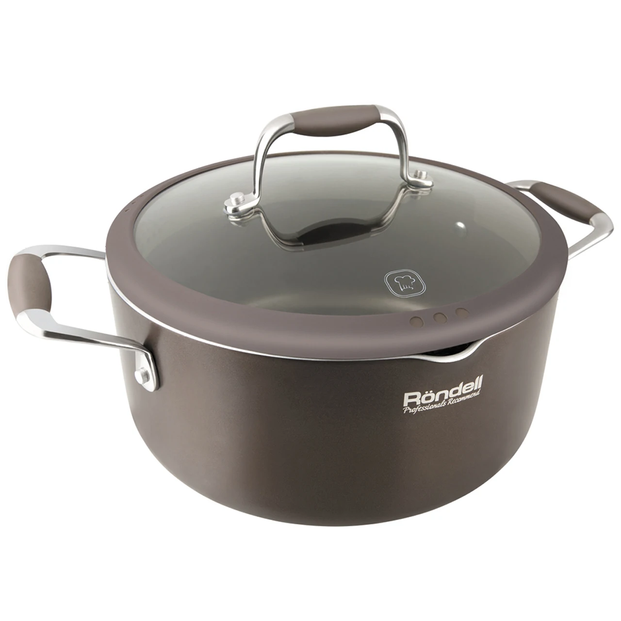 Кастрюля с крышкой Rondell Mocco 20 см (2 л) RDA-280 (Диаметр 20 см, объем 2 л, штампованный алюминий, антипригарное покрытие на основе титана, подходит для всех типов плит)