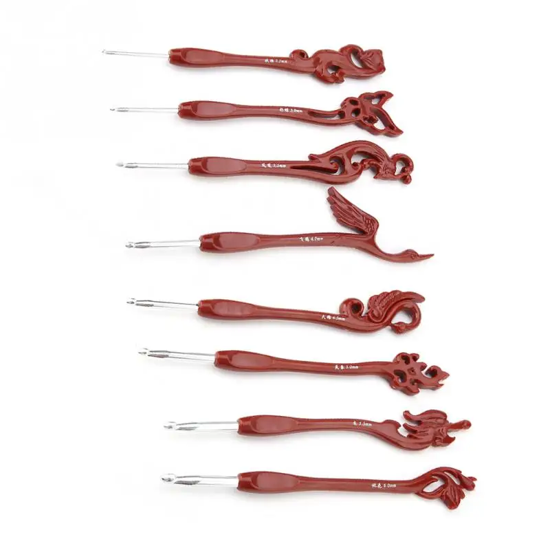 8 шт. уникальный набор крючков для вязания птиц в стиле ретро, гладкие спицы, инструменты для шитья, крючки для вязания, спицы - Цвет: Красный