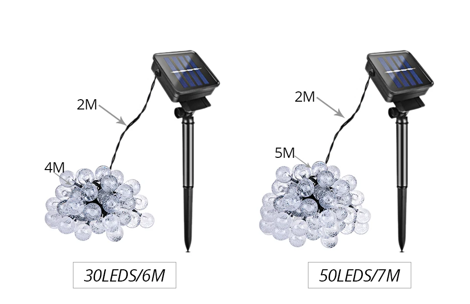 6 м 7 м хрустальный шар Солнечный СВЕТОДИОДНЫЙ светильник для газона RGB 30/50 светодиодный s сказочные рождественские гирлянды наружные садовые натальные гирлянды декор для рождественской елки