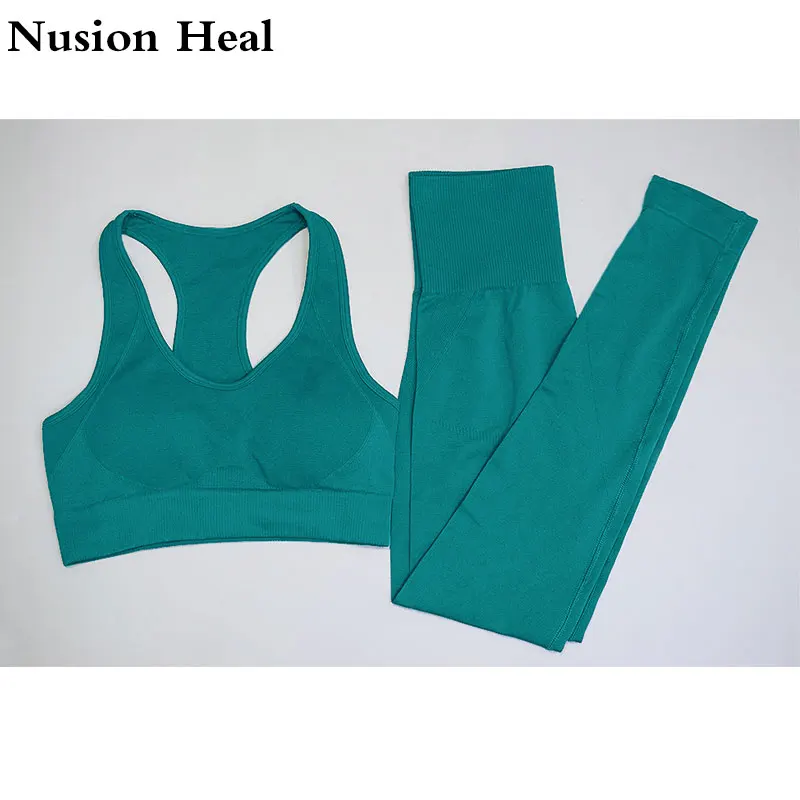 

2019 Seamless Yoga Set Women Fitness Clothing Sportswear Woman Gym Leggings Padded Push-up Strappy Sports Bra 2 Pcs Sports Suits