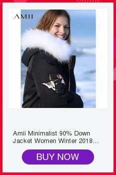 Clearance Amii Minimalist Fashion 90% White Duck Down Jacket Winter Women Embroidery Floral  2018 Casual New Loosehooded Black Long Coat 3