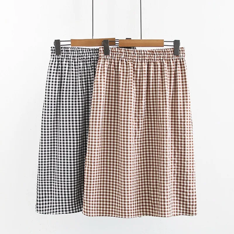 

2019 Plus Size Casual Spring Summer Women Clothing Fashion Plaid Skirts B4-137