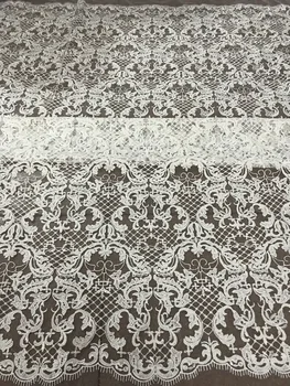 

Nigerian french net Lace Cyndi-10.2312 Embroidered Cord Lace Fabric with full beads for bridal dress