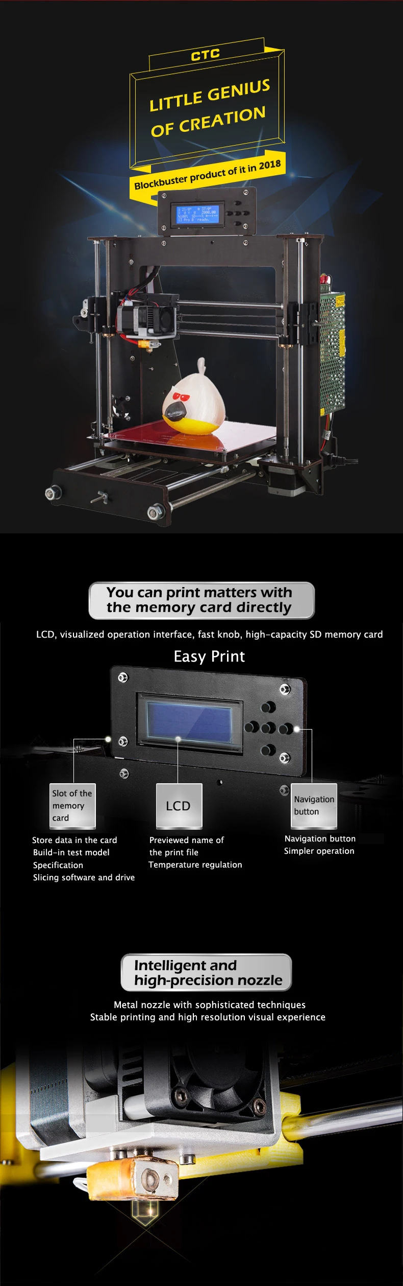 Venta caliente competitivo A6 A8 3D impresora Reprap Prusa i3 de alta precisión DIY Kit de impresora 3D con Micro de conector