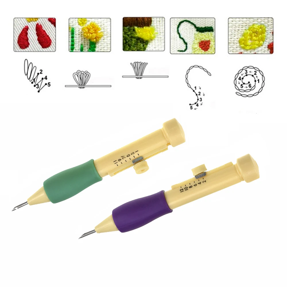 

New Magic Embroidery Pen Punch Needle Set 3 Needles 2 Threaders Sewing Craft Tools DIY Craft Knitting Sewing Tool for Embroidery