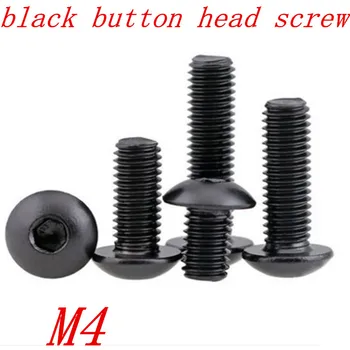 

20pcs ISO7380 M4 Socket Round button Head Cap Black Screw Furniture Fastener Bolt M4*6/8/10/12/16/20