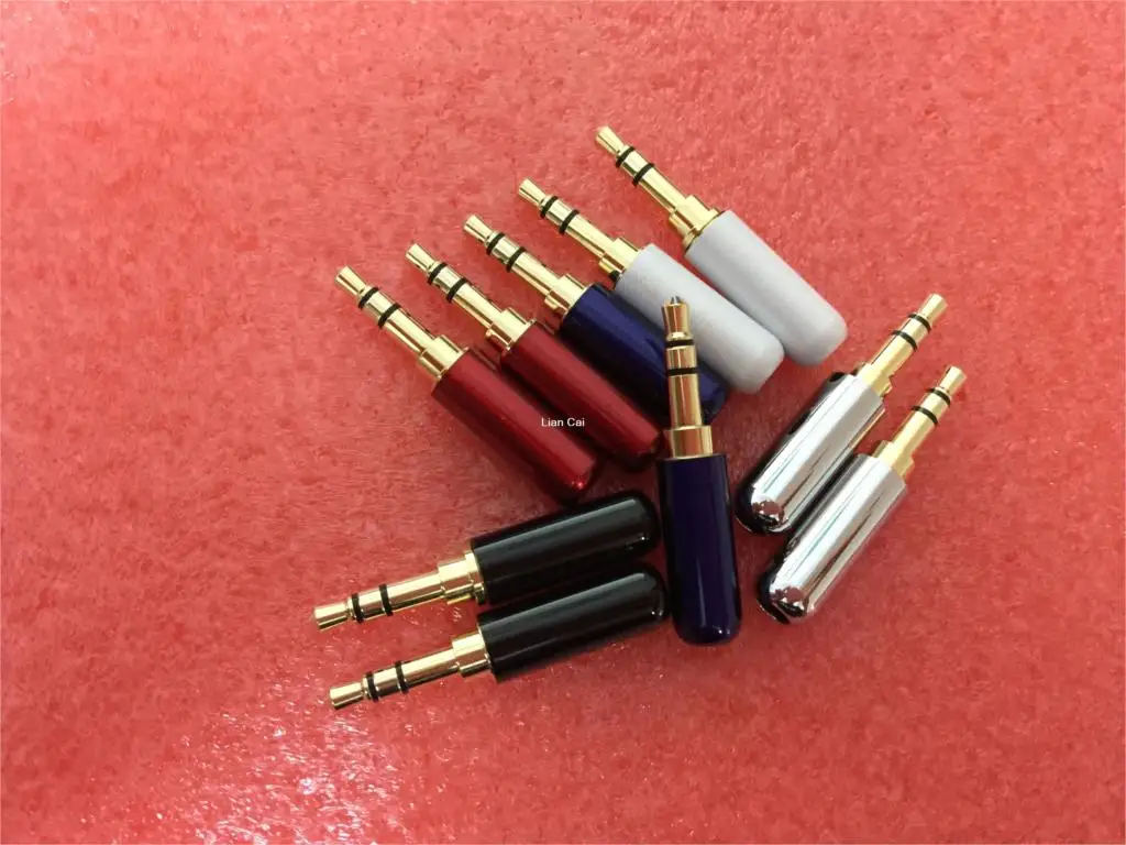 200pcsBlack 3 pole or 4 pole 3 5mm Plug Male Headphone Jack 3 5 mm Audio Connector For 4mm Cable Adapter mixed color