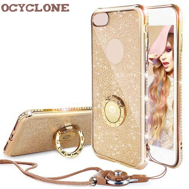 

For IPhone 7 Case Ring Purple Bling Cover For Iphone X 6 6s 7 plus Diamond Case I8 Glitter Cover For Iphone 8 plus Case Ring Red