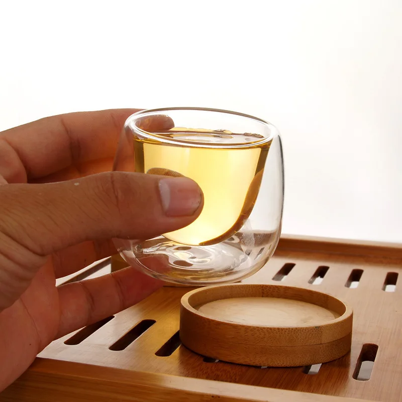 3 шт Bodum дизайн Двойные стеновые чашки для чайной церемонии кунг фу с поддоном