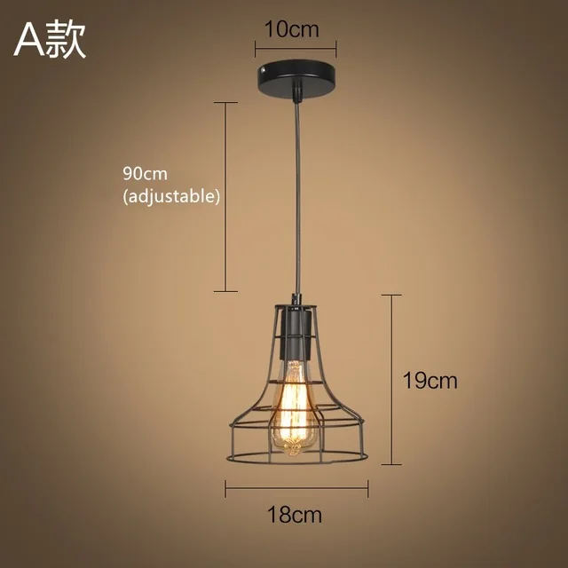 Винтажный подвесной светильник в металлической клетке, минималистичный ретро деревенский подвесной светильник 110-250 В, E26/E27, базовый светильник, потолочный светильник - Цвет корпуса: A shape