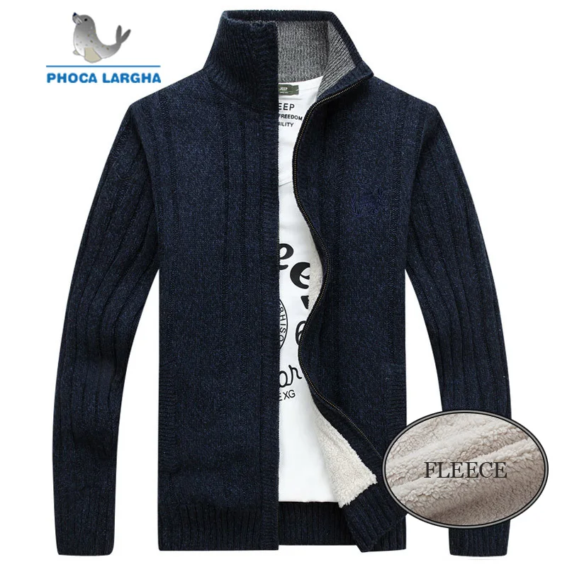 Men Cardigan sweaters knitted Male Fleece Standard Wool Sweater Men Pull Homme Man Solid color Outwear Thick knittin Coats
