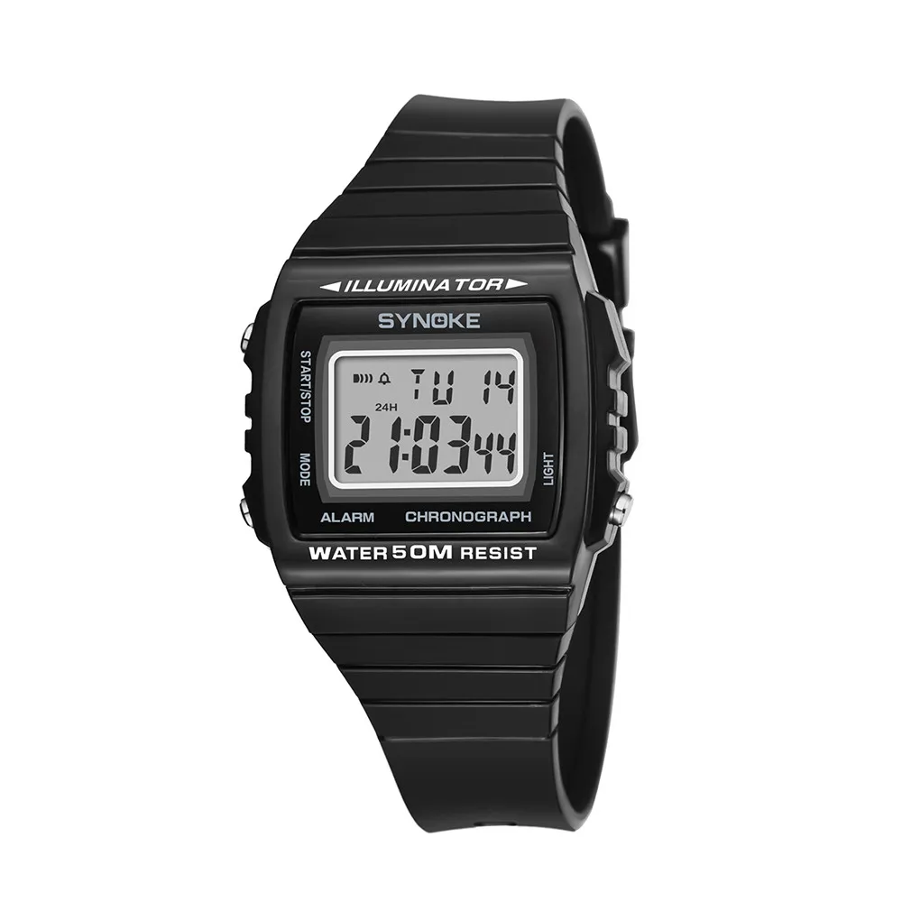 Новинка, мужские спортивные часы, цифровые часы, водонепроницаемые мужские часы с хронографом и двойным временем, наручные часы для мужчин, электронные часы N50 - Цвет: Black